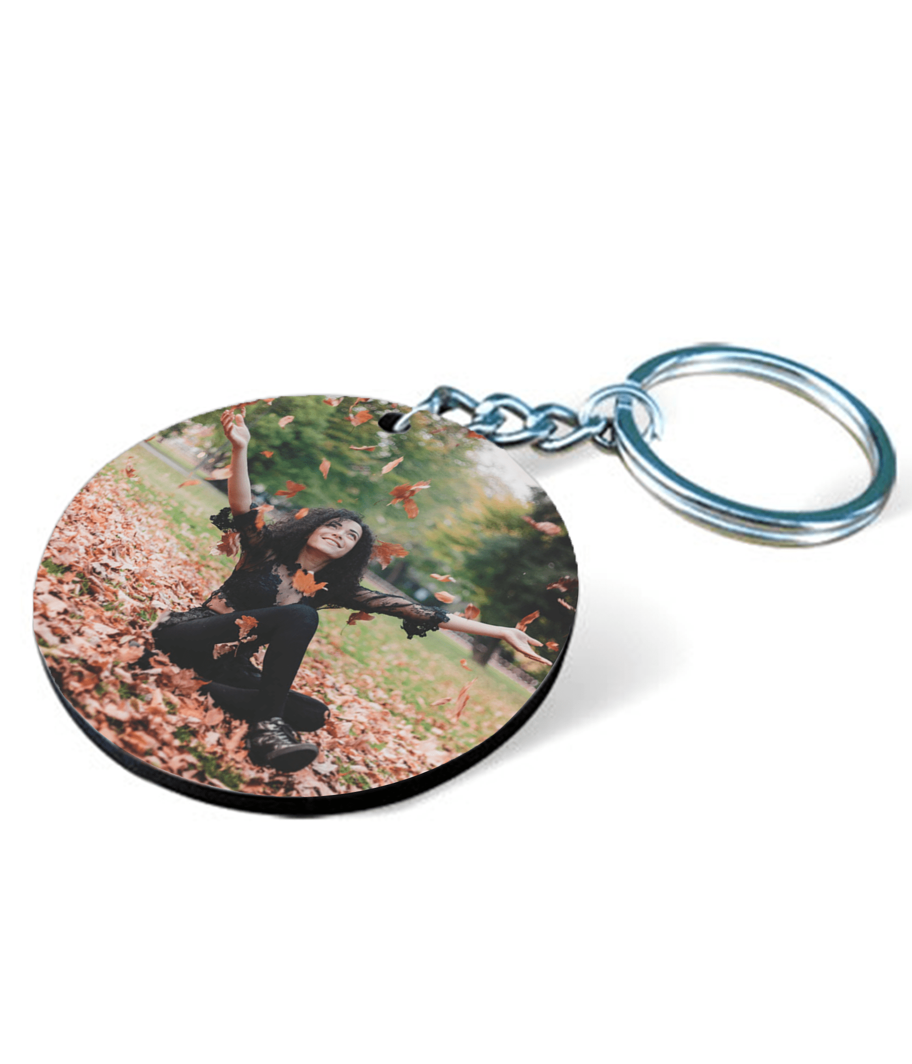 Personalized Image Round Shape MDF Keychain