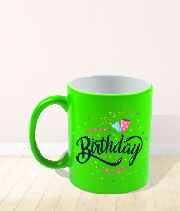 Birthday Neon Green Mug