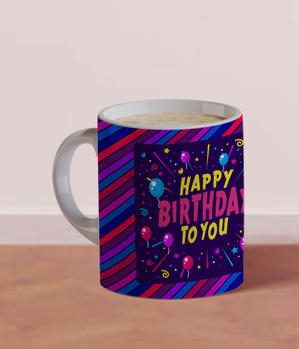 Multicolor Happy Birthday Design White Mug